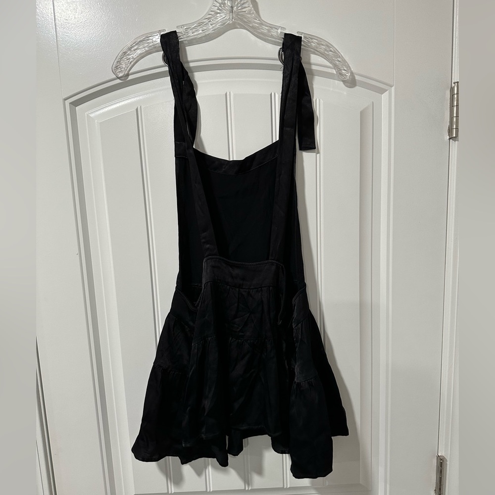 Urban Outfitters Kimichi Blue Black Satin Apron Dress